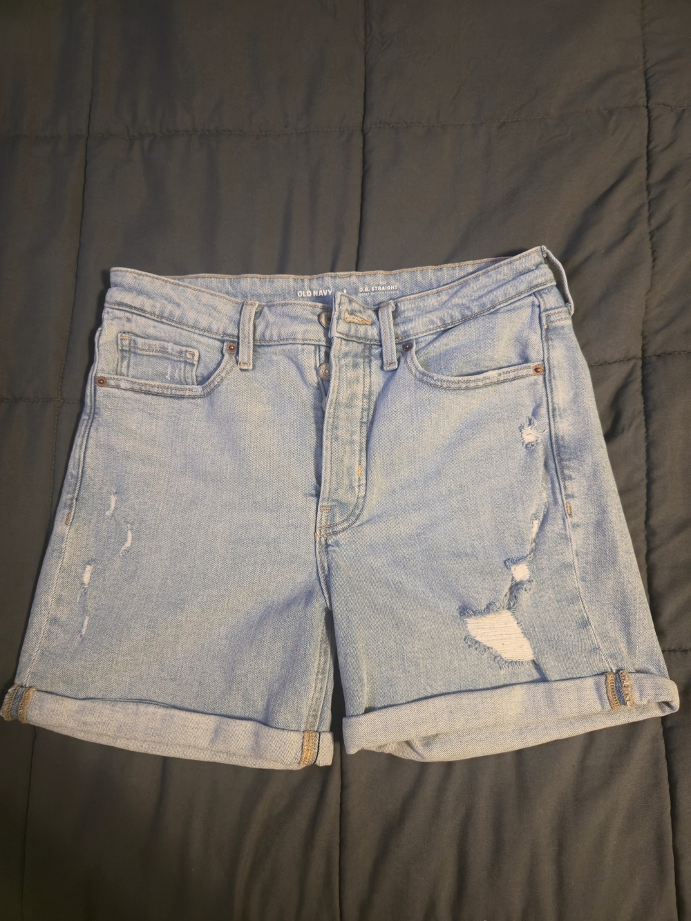 Old Navy Light Wash Distressed Highrise O.G straight Shorts
